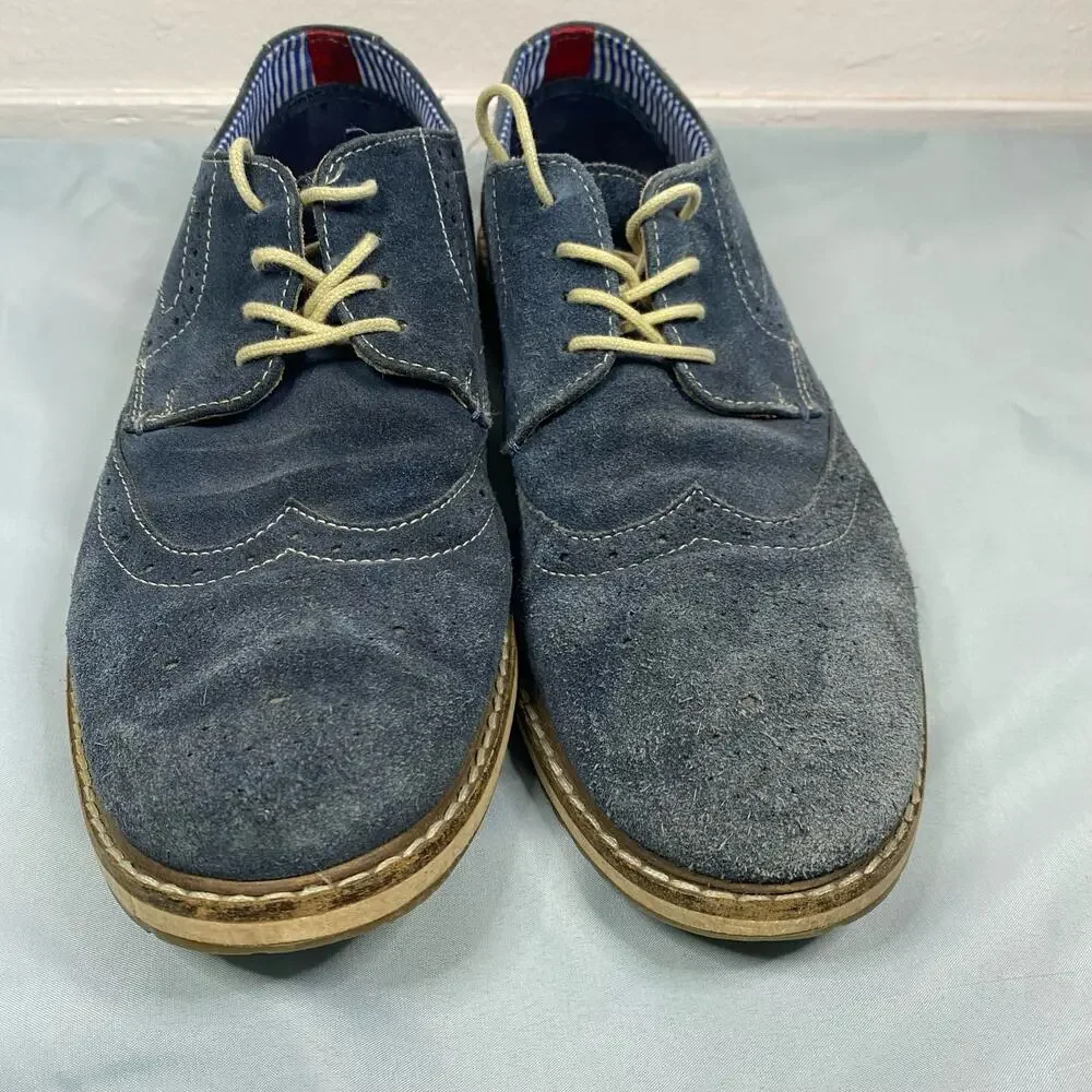 Ben Sherman Blue Suede Oxford Shoes Mens Size 9.5
